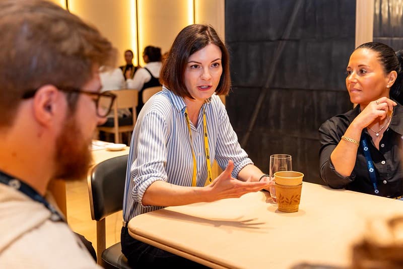 Business discussion at a table