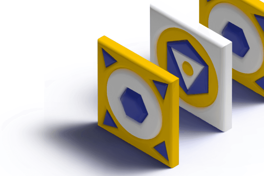 Yellow and white geometric cards